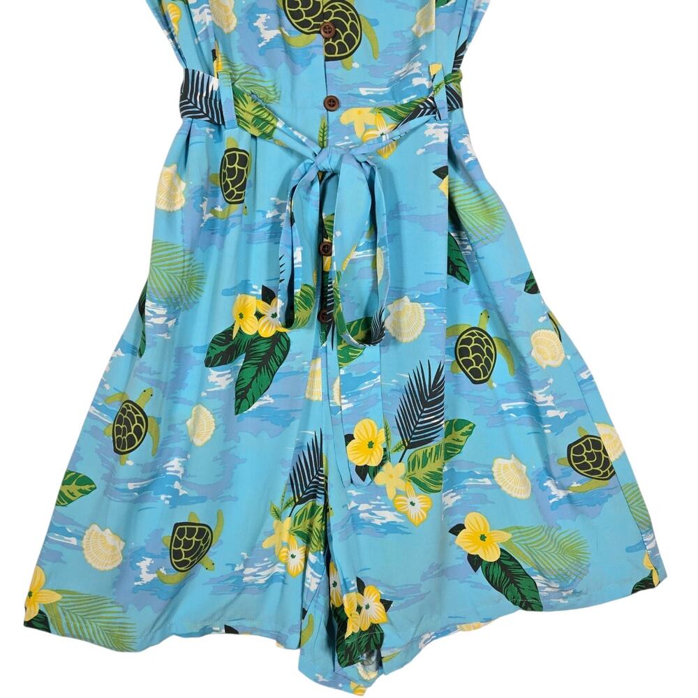 ModCloth Collectif Mimma Romper 10 NEW Tropical Turtles Blue Hawaiian Playsuit - Picture 4 of 11